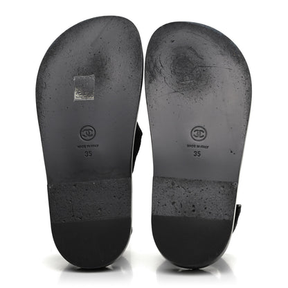 Chanel Fabric Velcro Dad Sandals 35 Black 6 of 15