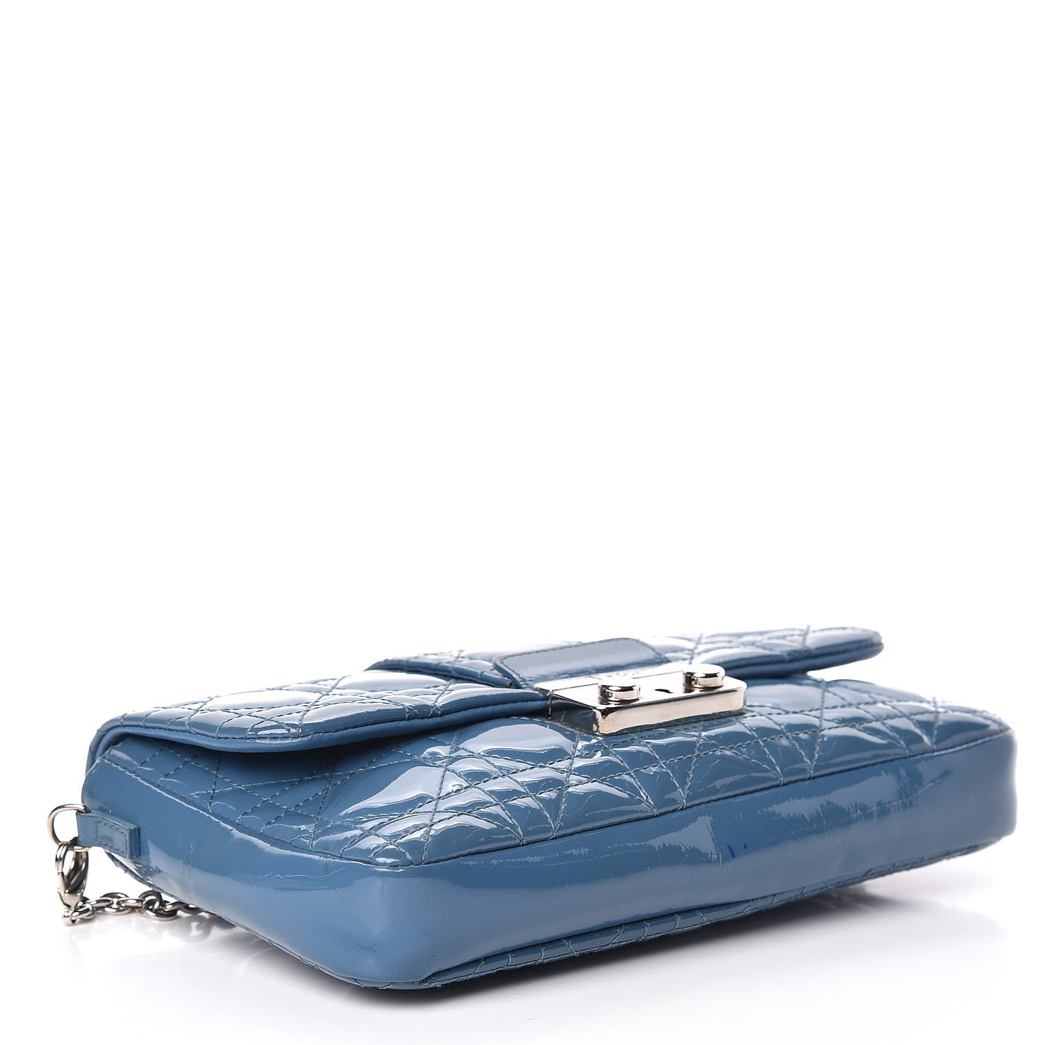 Christian Dior Patent Cannage New Lock Pouch Blue 4 of 13