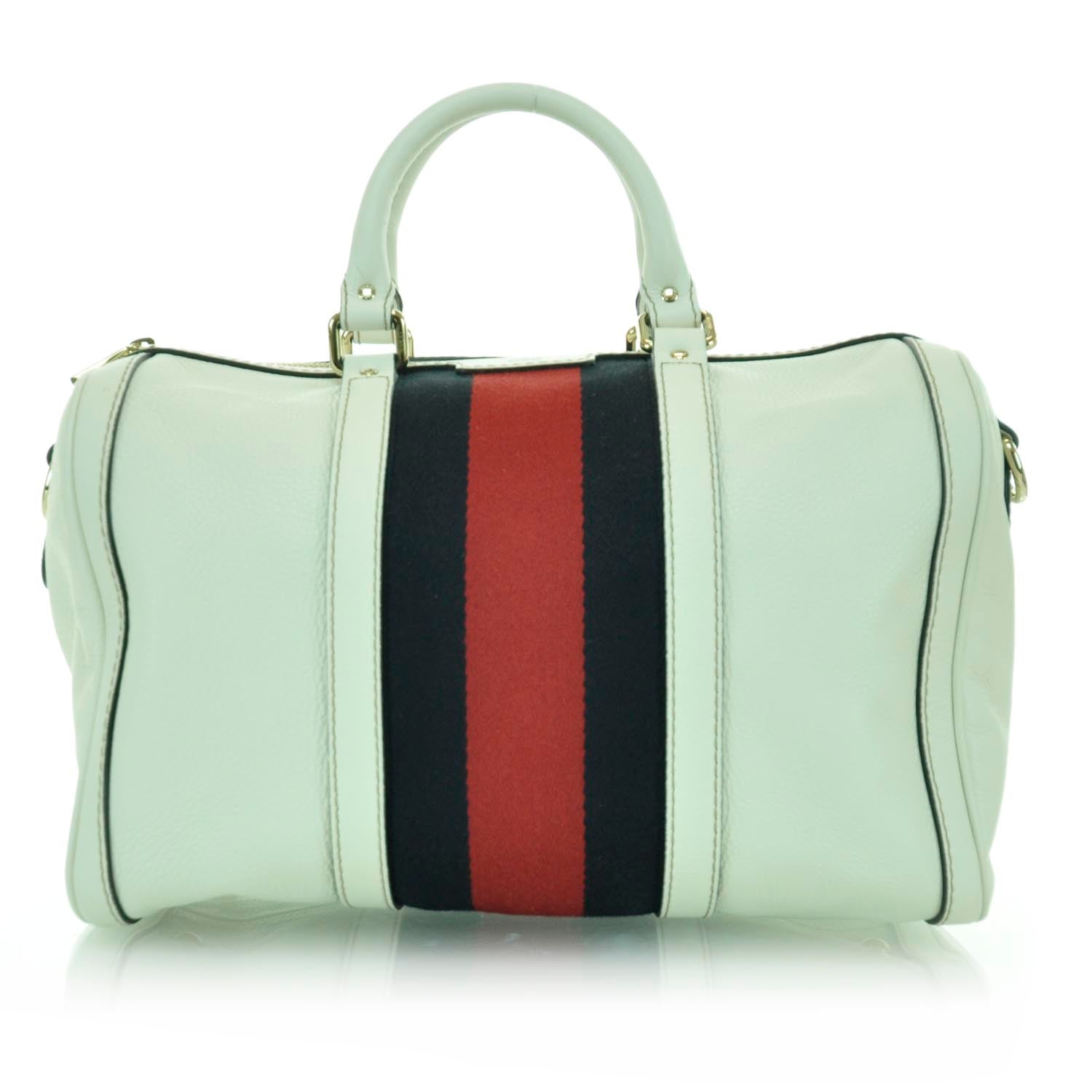 Gucci Leather Vintage Web Boston White 1 of 12