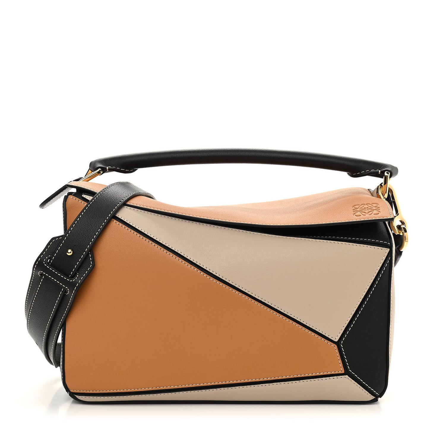 Grained Calfskin Medium Puzzle Bag Amber Light Oat
