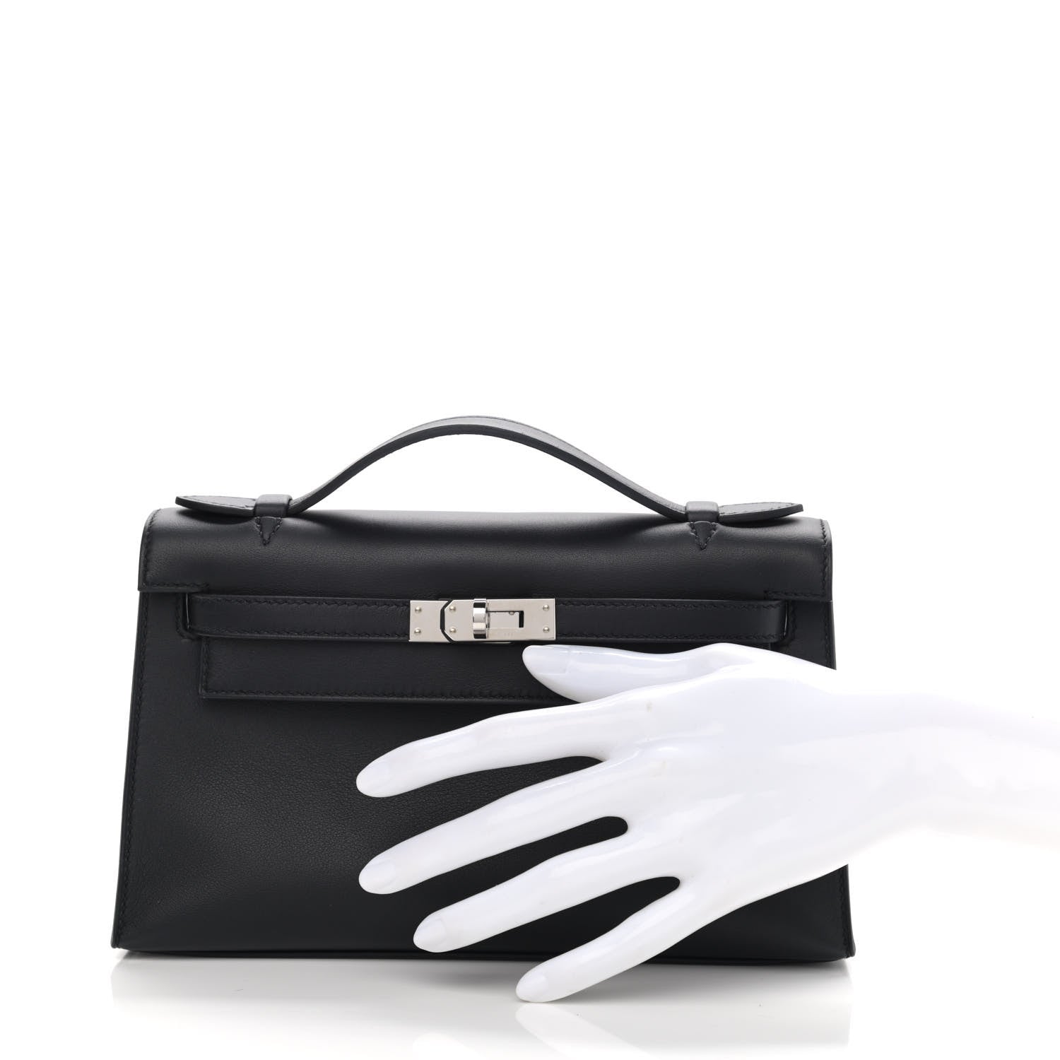 Hermes Swift Kelly Pochette Clutch Black 2 of 11