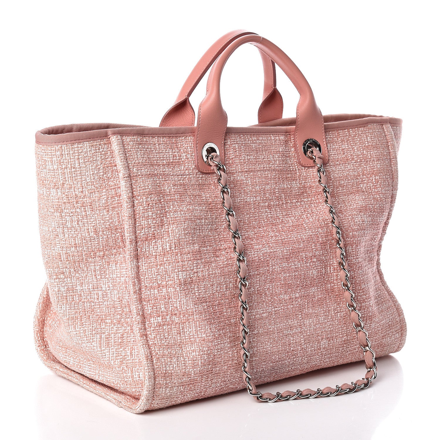 Chanel Straw Lurex Large Deauville Tote Pink 3 of 10