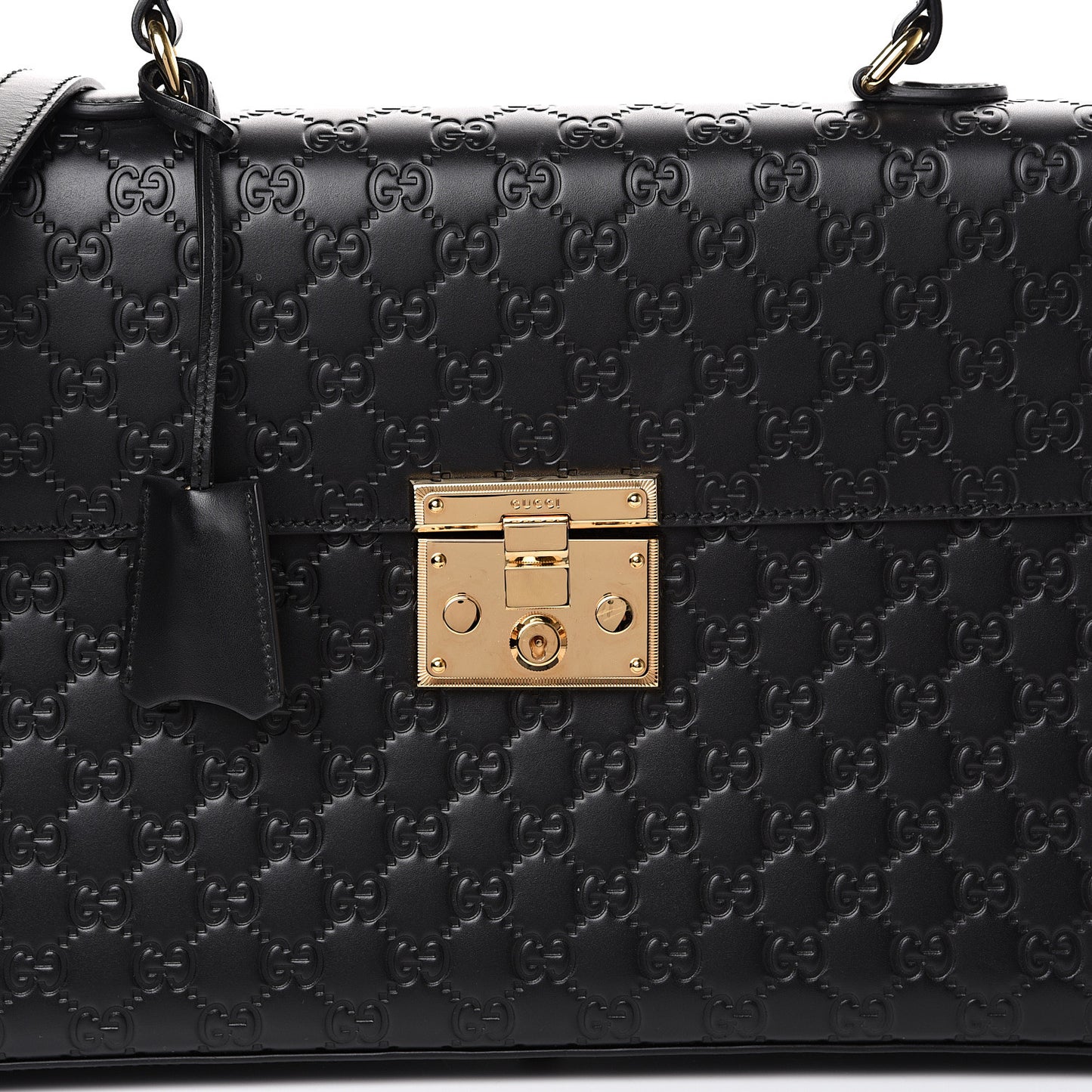 Guccissima Signature Medium Padlock Top Handle Bag Black