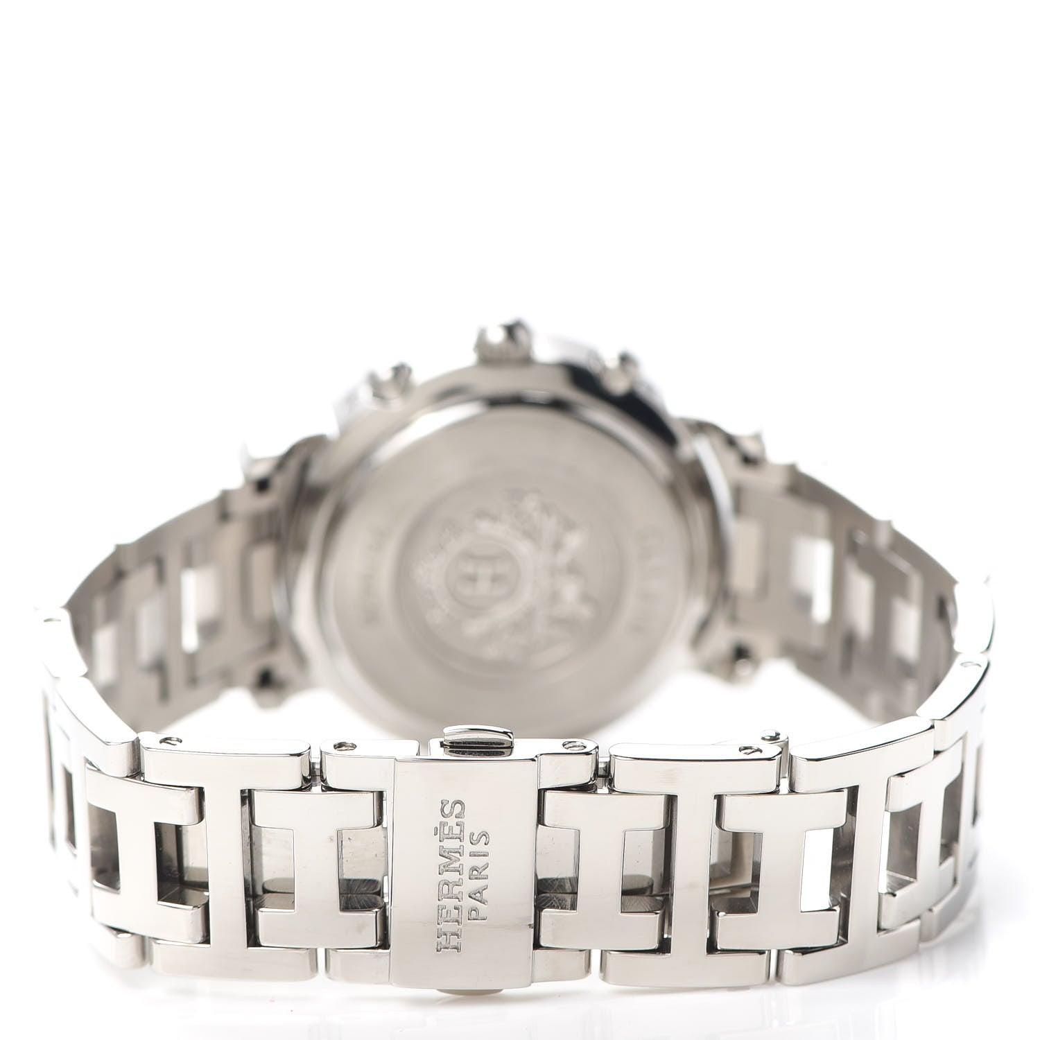 Hermes Stainless Steel Pink Mother of Pearl 31mm Clipper Chronograph Quartz Watch 3 of 6