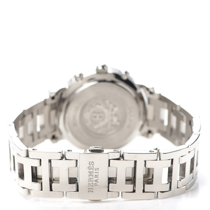 Hermes Stainless Steel Pink Mother of Pearl 31mm Clipper Chronograph Quartz Watch 3 of 6