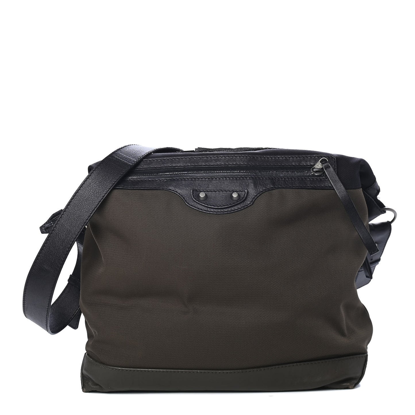 Canvas Calfskin Day Messenger Vert Militaire