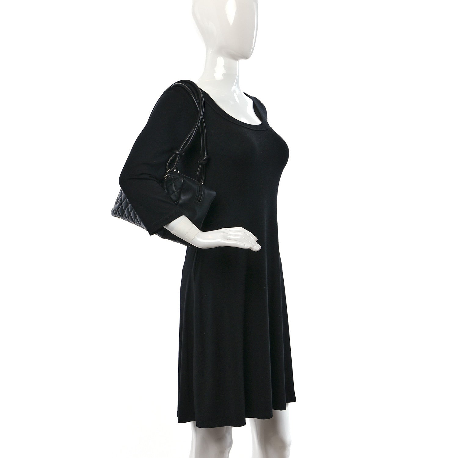 Chanel Calfskin Quilted Large Cambon Bowler Black 2 of 10