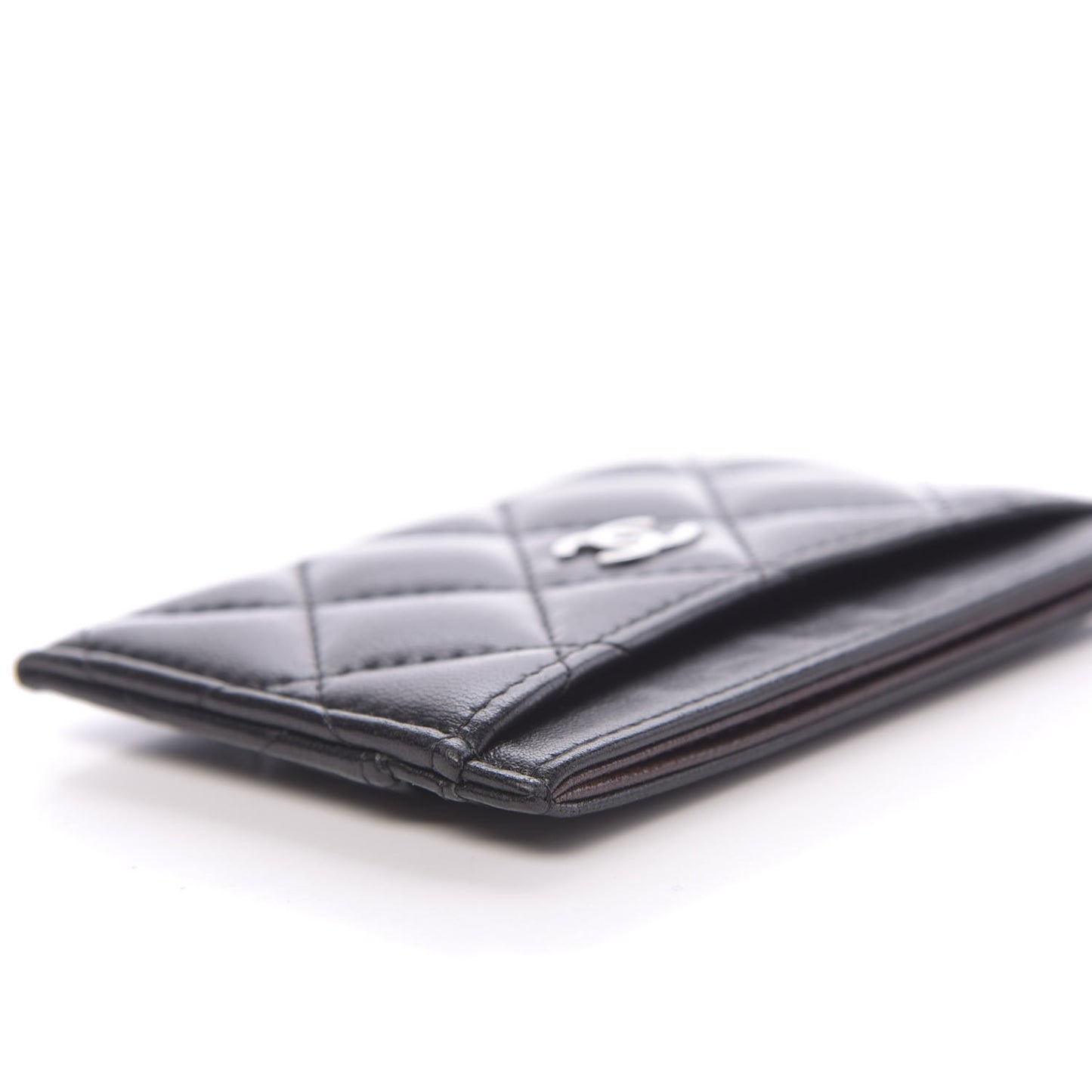 Lambskin Quilted Card Holder Black