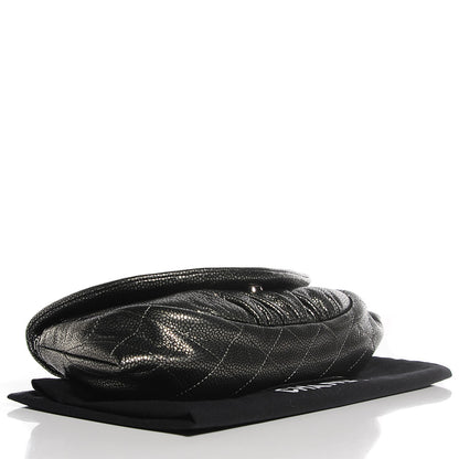 Chanel Metallic Caviar Half Moon Wallet On Chain WOC Dark Silver 4 of 8