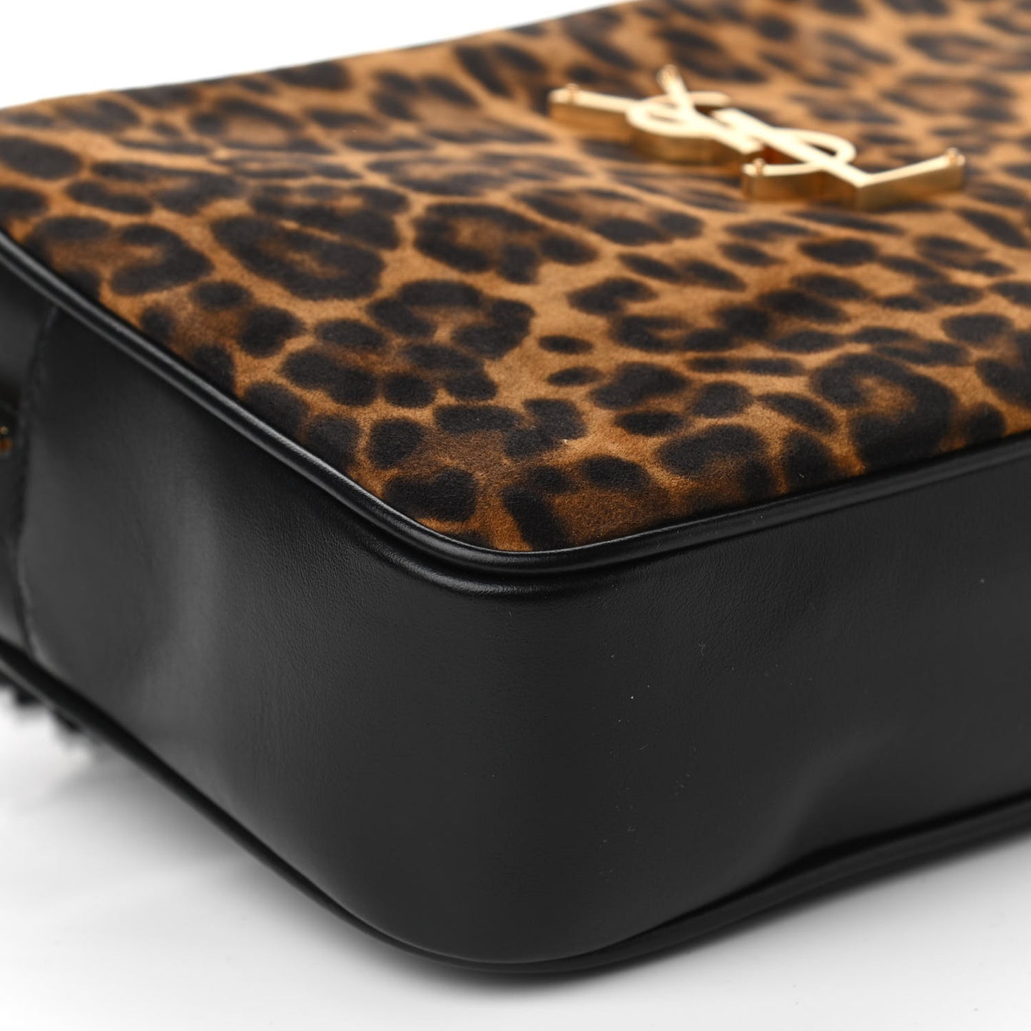 Calfskin Leopard Print Monogram Lou Camera Bag Black