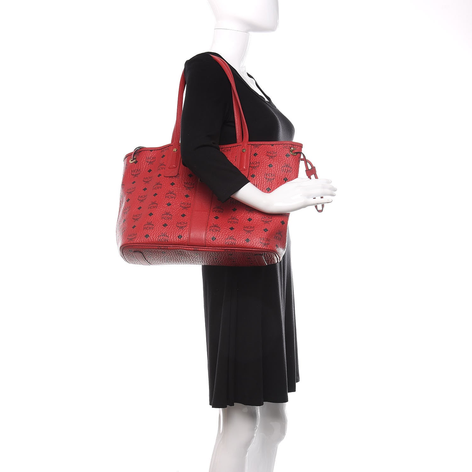 MCM Visetos Medium Liz Reversible Shopper Tote Ruby Red 2 of 15