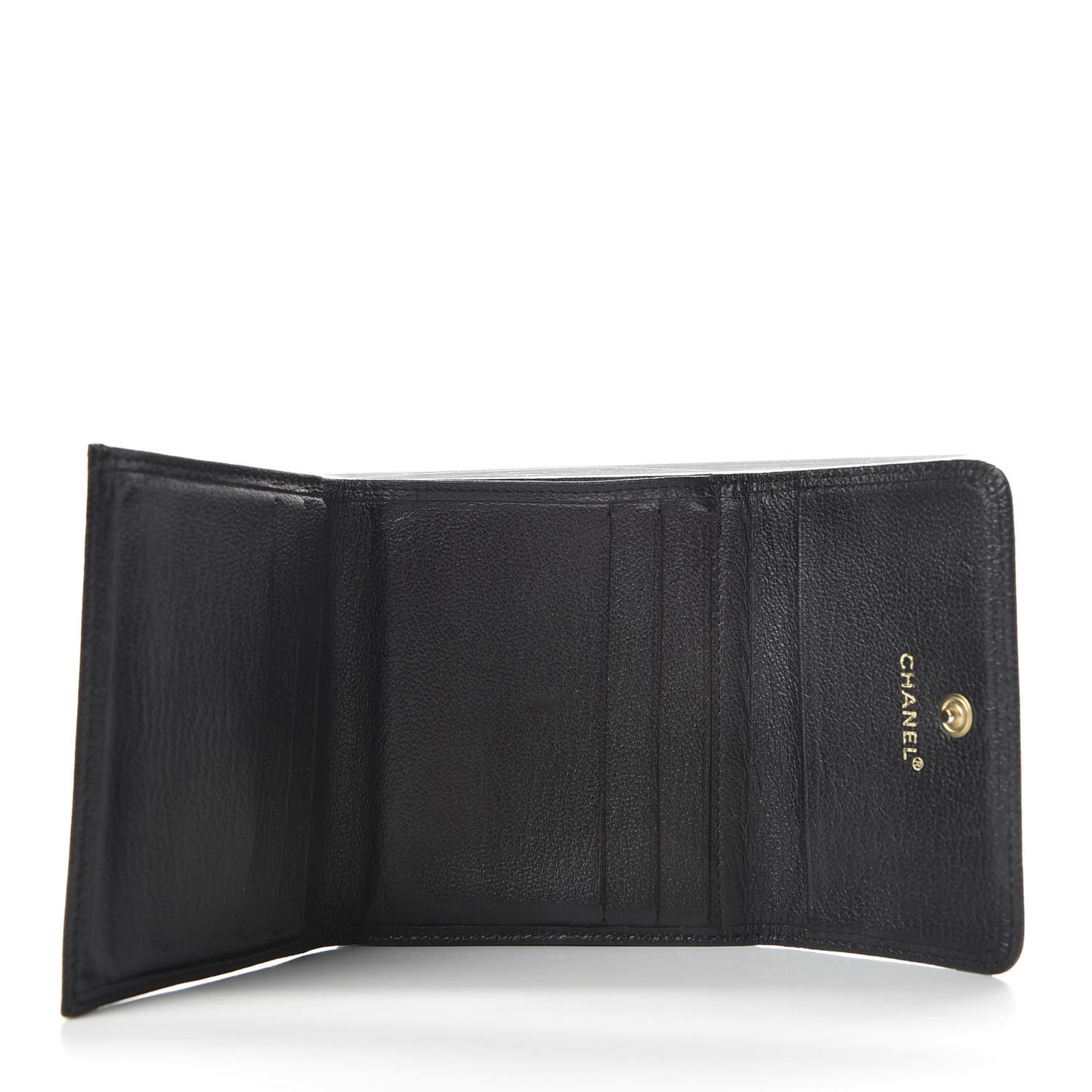 Goatskin Compact Double Sided Wallet Black