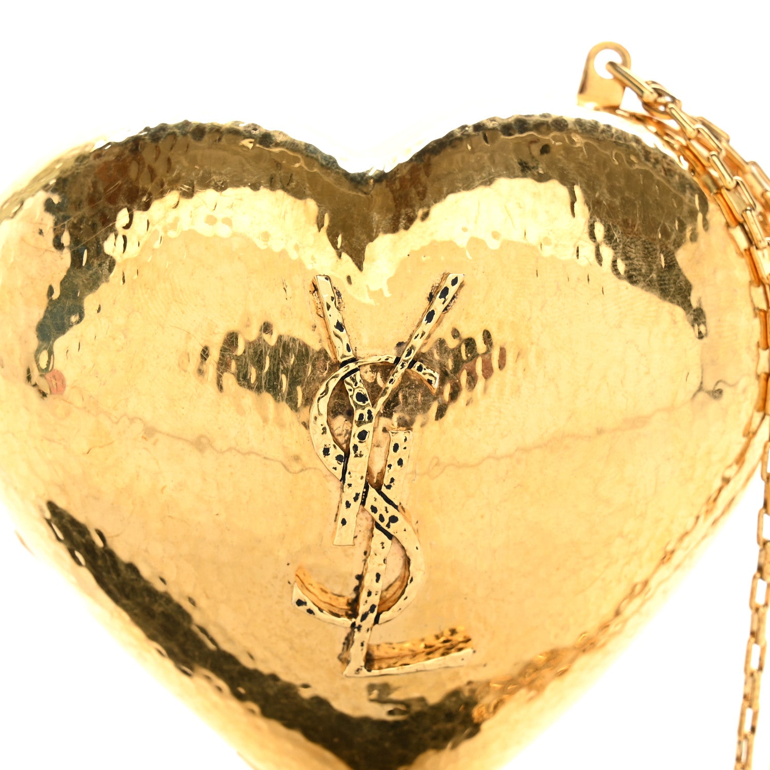 Saint Laurent Brass Evening Mini Heart Minaudiere Gold 9 of 9