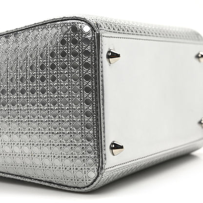 Christian Dior Metallic Patent Micro-Cannage Medium Lady Dior Silver 9 of 10