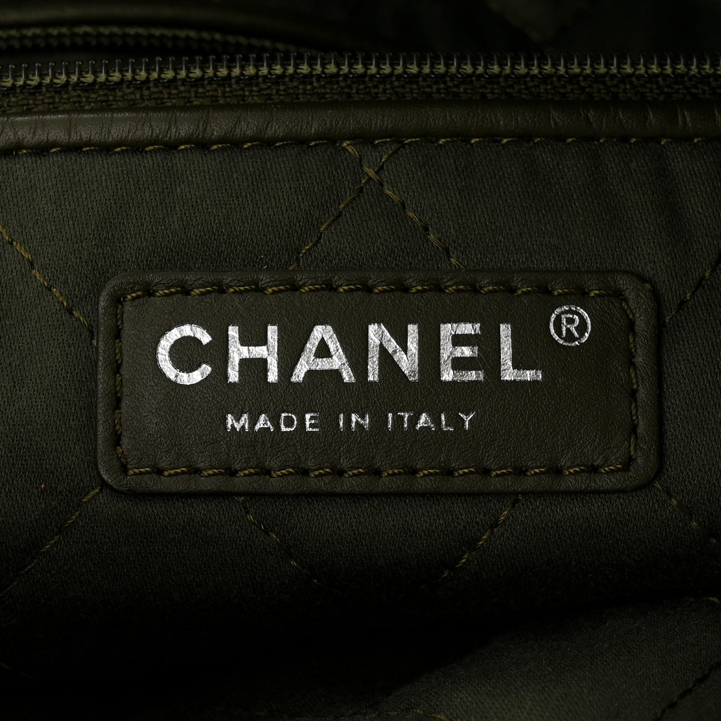 Shiny Calfskin Quilted Chanel 22 Khaki