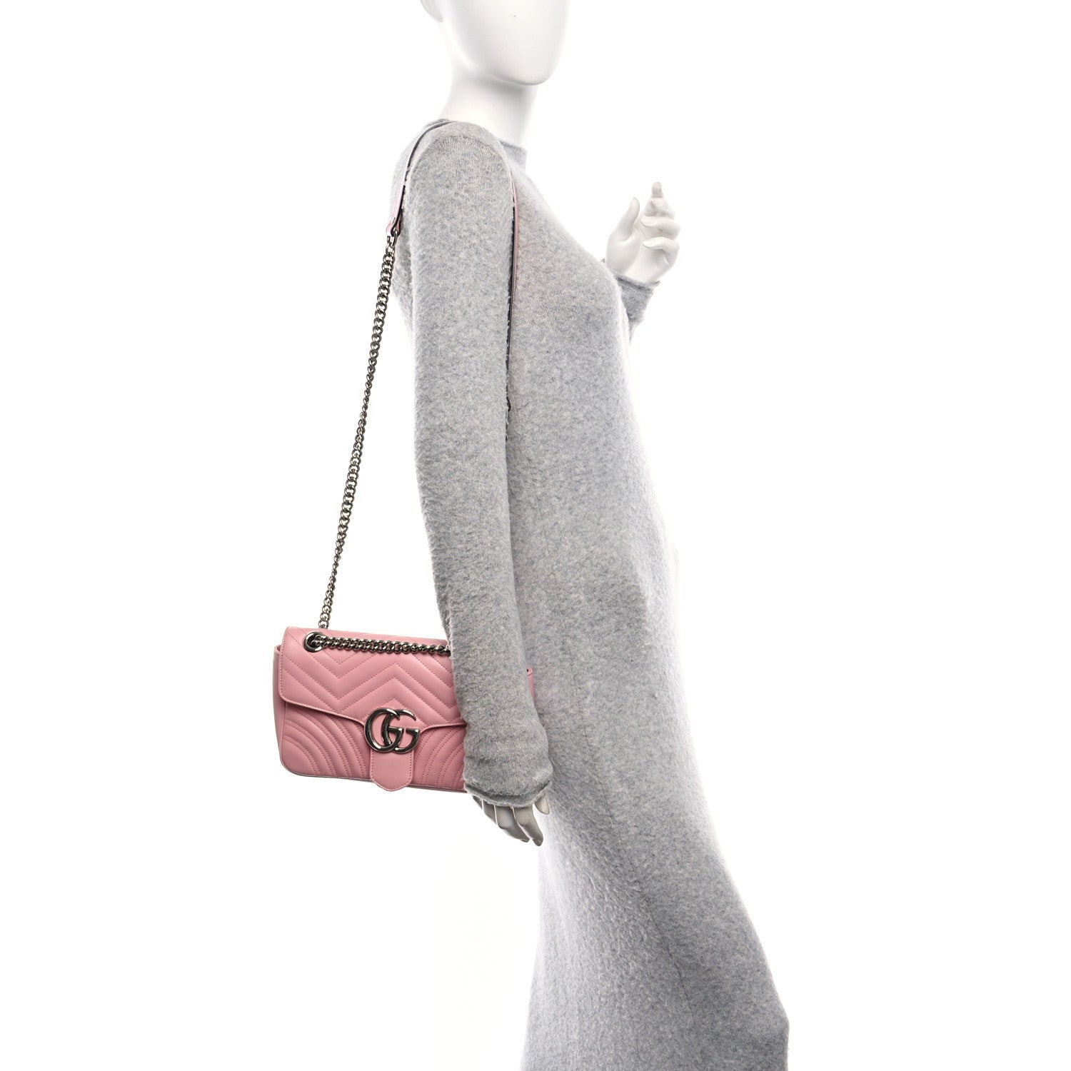 Gucci Calfskin Matelasse Small GG Marmont Shoulder Bag Wild Rose 2 of 10