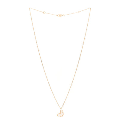 Van Cleef & Arpels 18K Yellow Gold Mother of Pearl Sweet Alhambra Butterfly Pendant Necklace 3 of 6
