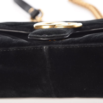 Gucci Velvet Matelasse Mini GG Marmont Shoulder Bag Black 10 of 12