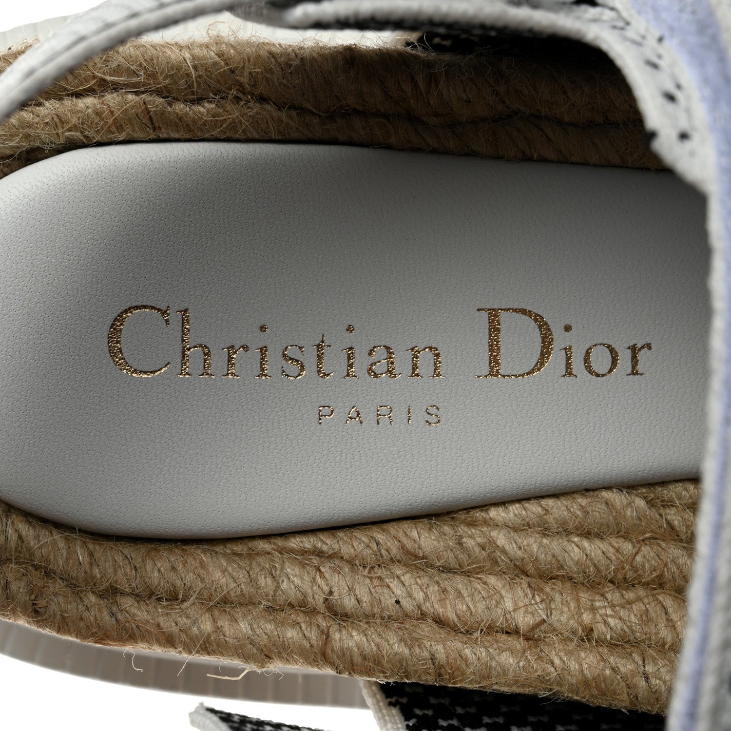 Christian Dior Technical Knit Jute Dioract 10mm Sandals 39.5 White Black 7 of 8