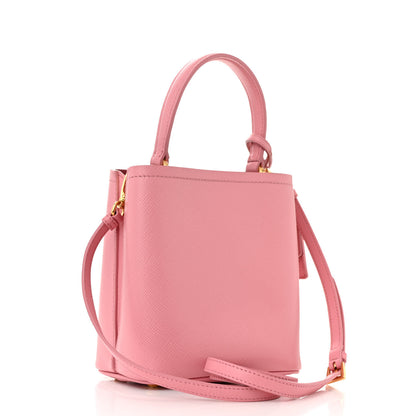 Prada Saffiano City Calf Heart & Flower Small Panier Bucket Bag  Pink Red 3 of 12