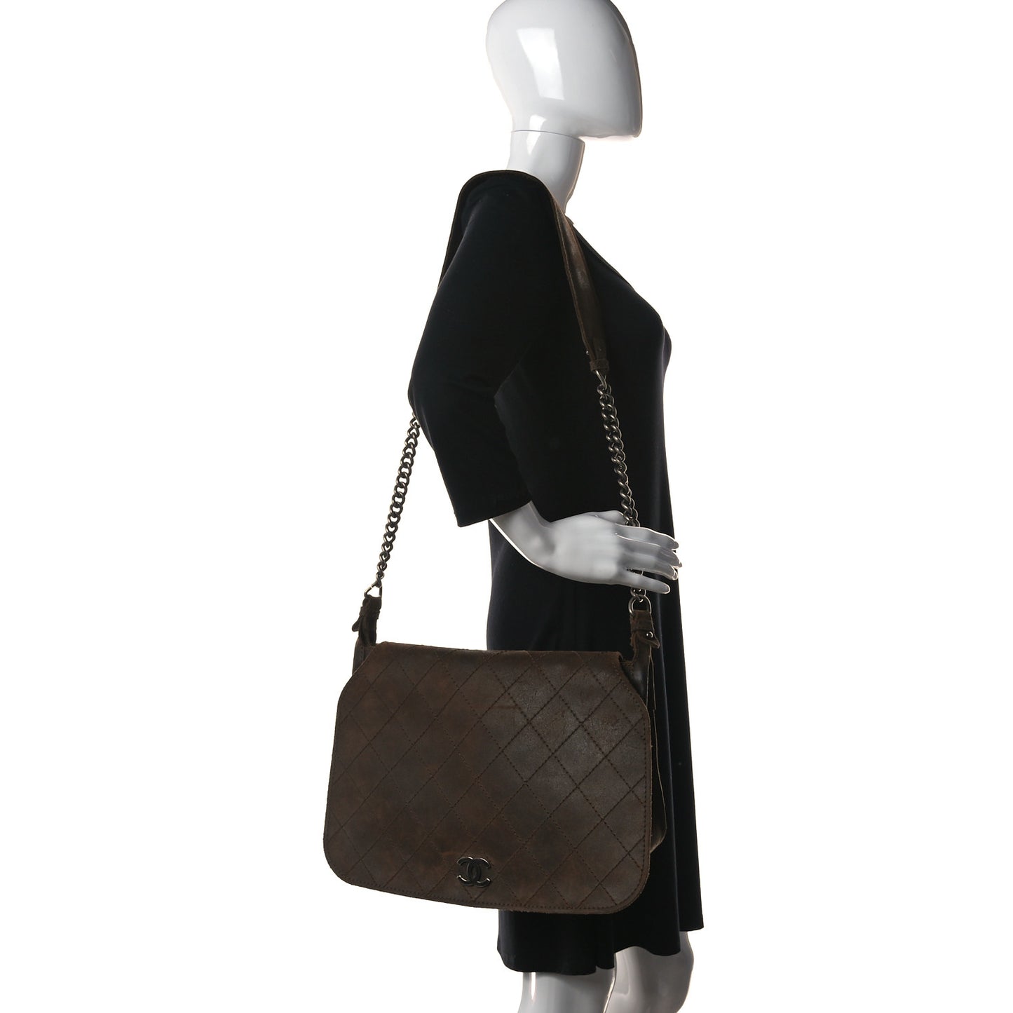 Calfskin Stitched Large Highlander Messenger Brown