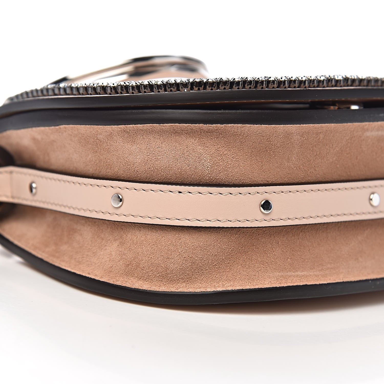 Chloe Calfskin Crystal Embellished Small Nile Bracelet Bag Cement Pink 7 of 9