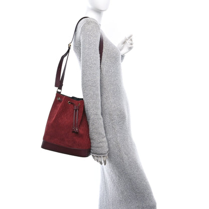 Saint Laurent Suede All-Over Monogram Bucket Bag Burgundy 2 of 11