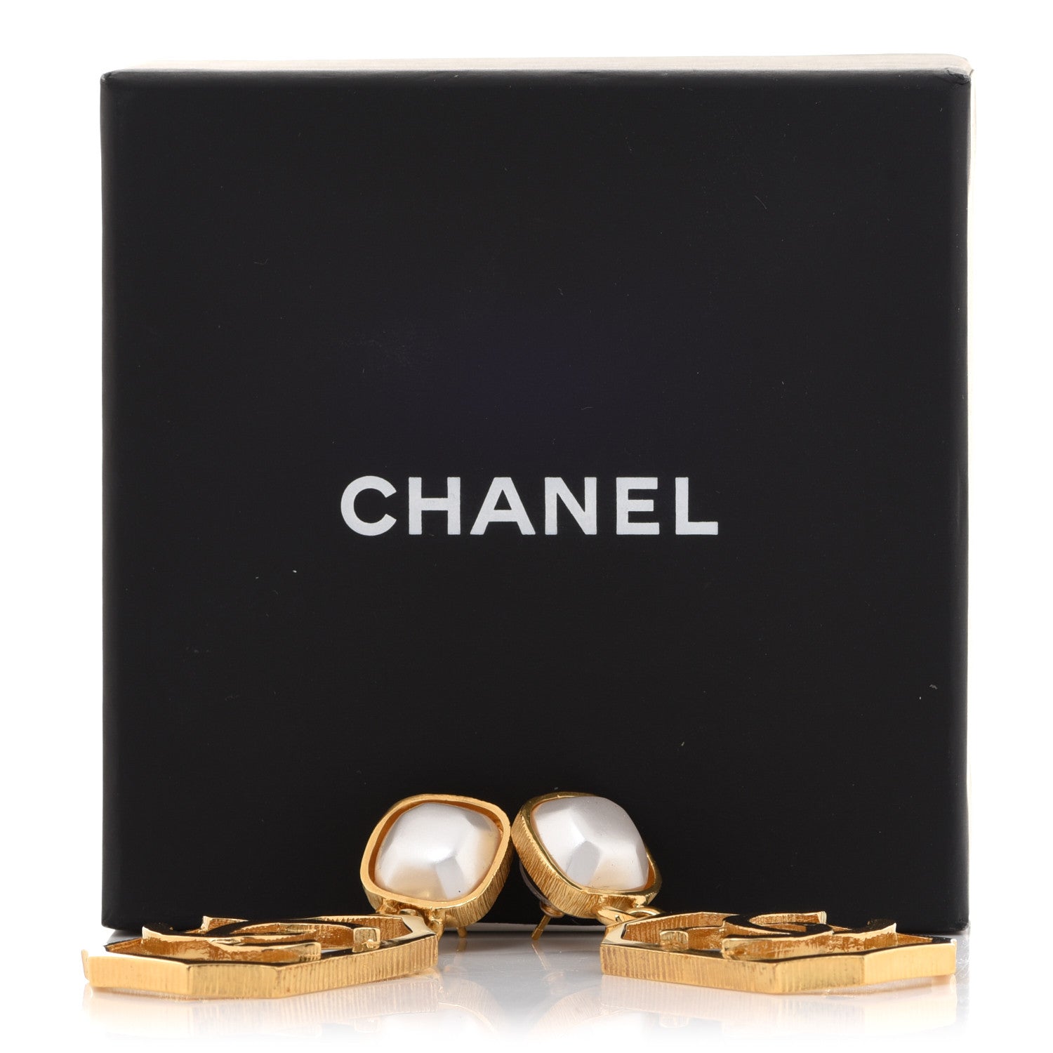 Chanel Metal Pearl CC Drop Earrings Gold 5 of 5