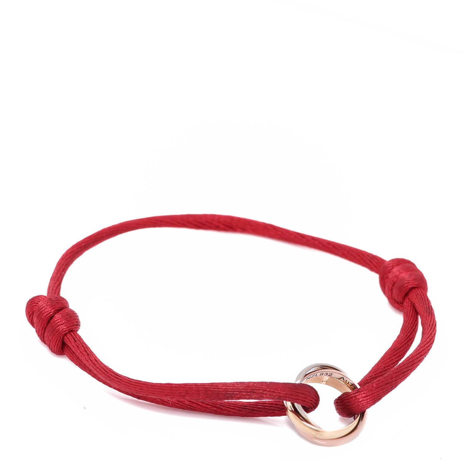 Cartier 18K Pink Yellow White Gold Trinity Cord Bracelet Red 4 of 10