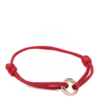 Cartier 18K Pink Yellow White Gold Trinity Cord Bracelet Red 4 of 10