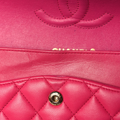 Chanel Lambskin Quilted Medium Double Flap Dark Pink 15 of 21
