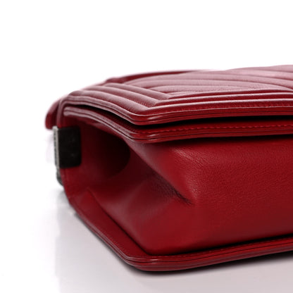 Chanel Calfskin Chevron Quilted Medium Boy Flap Dark Red 9 of 17