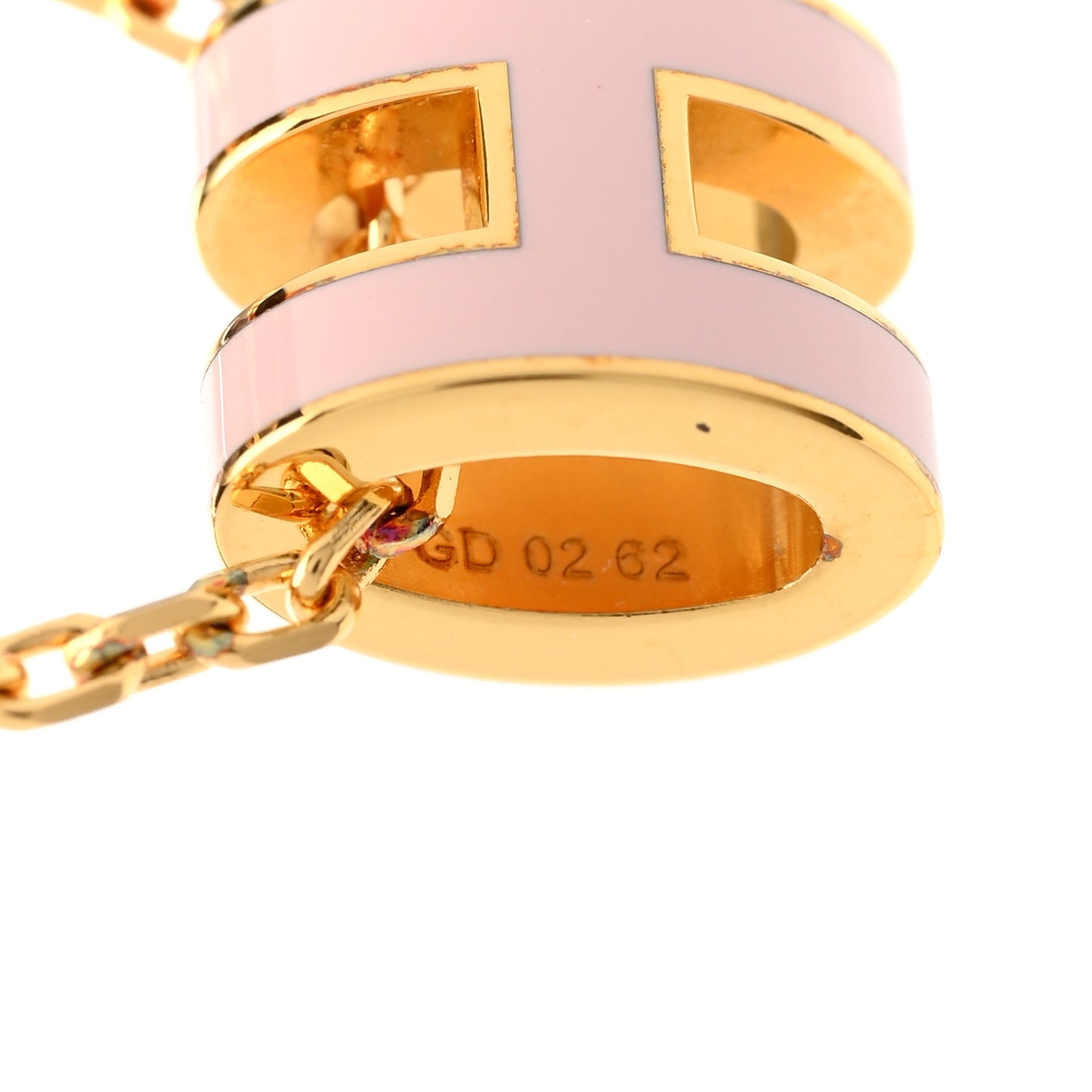 Lacquered Gold Mini Pop H Pendant Necklace Rose Dragee