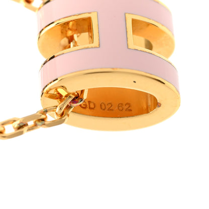 Hermes Lacquered Gold Mini Pop H Pendant Necklace Rose Dragee 7 of 8