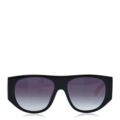 Chanel Acetate Quilted CC Pilot Sunglasses 71465 White Black 2 of 8