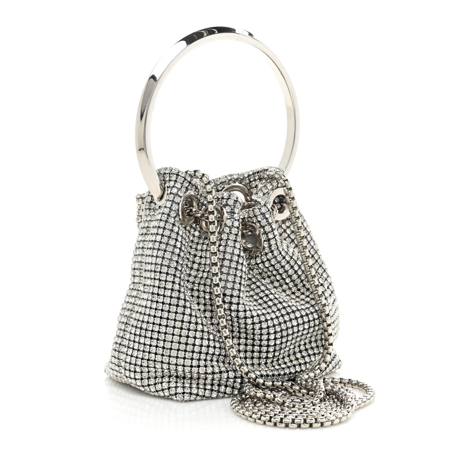 Jimmy Choo Satin Crystal Embellished Micro Bon Bon Bag Silver 3 of 9