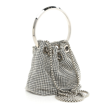 Jimmy Choo Satin Crystal Embellished Micro Bon Bon Bag Silver 3 of 9