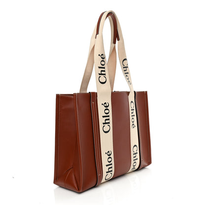 Chloe Calfskin Medium Woody Ribbon Tote Sepia Brown 3 of 11