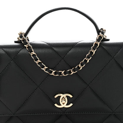 Chanel Shiny Caviar Quilted Turnlock Top Handle Wallet On Chain WOC Black 8 of 11