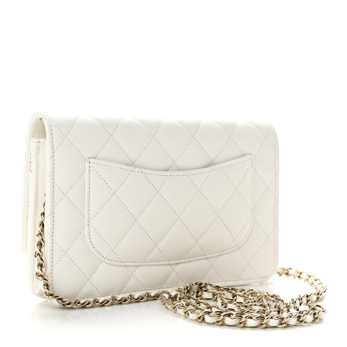Caviar Quilted Wallet On Chain WOC White