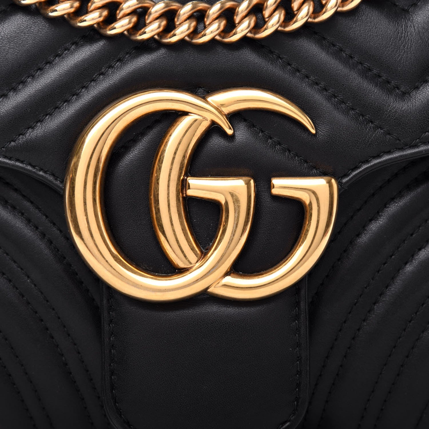 Gucci Calfskin Matelasse Medium GG Marmont Shoulder Bag Black 10 of 11