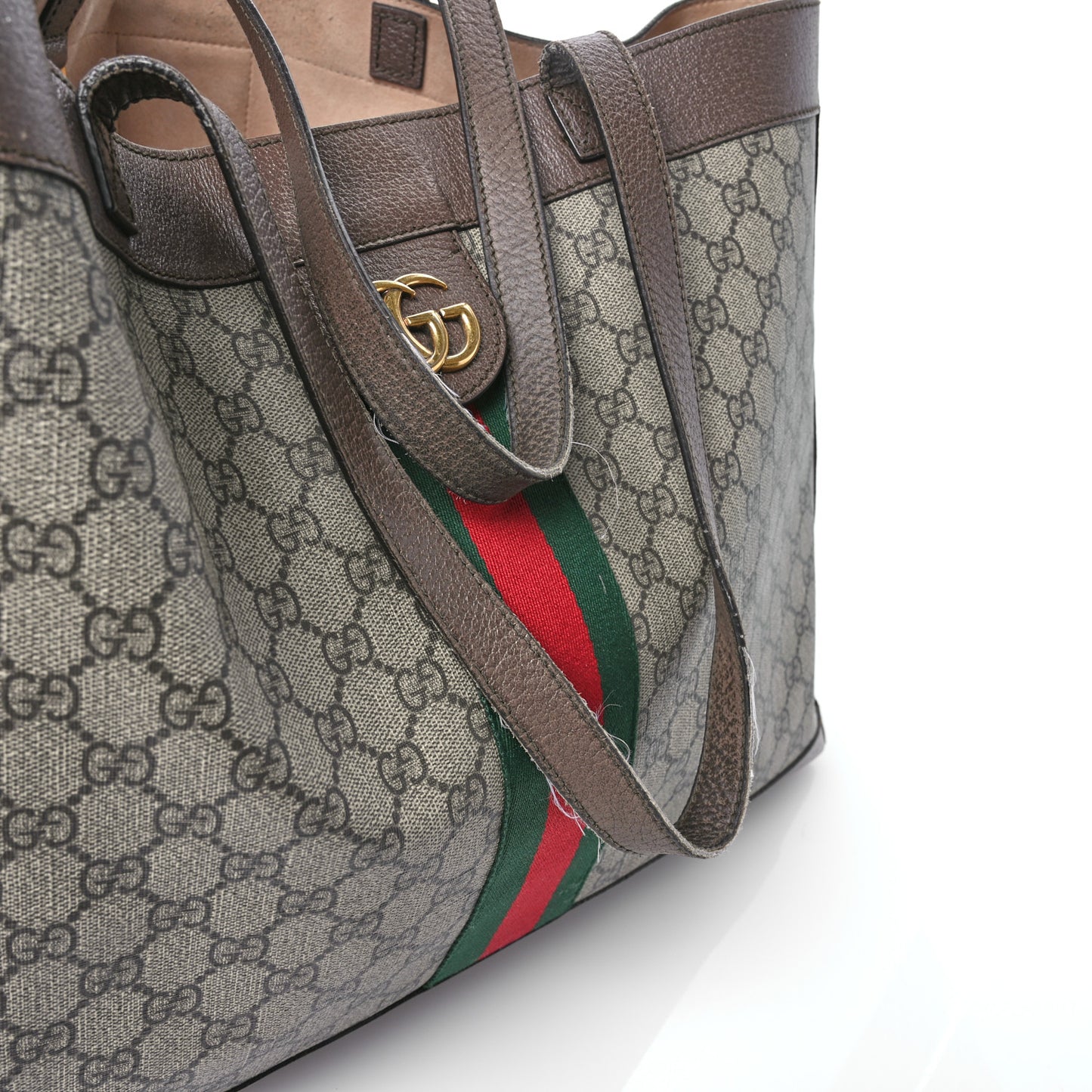 GG Supreme Monogram Web Ophidia Tote Brown
