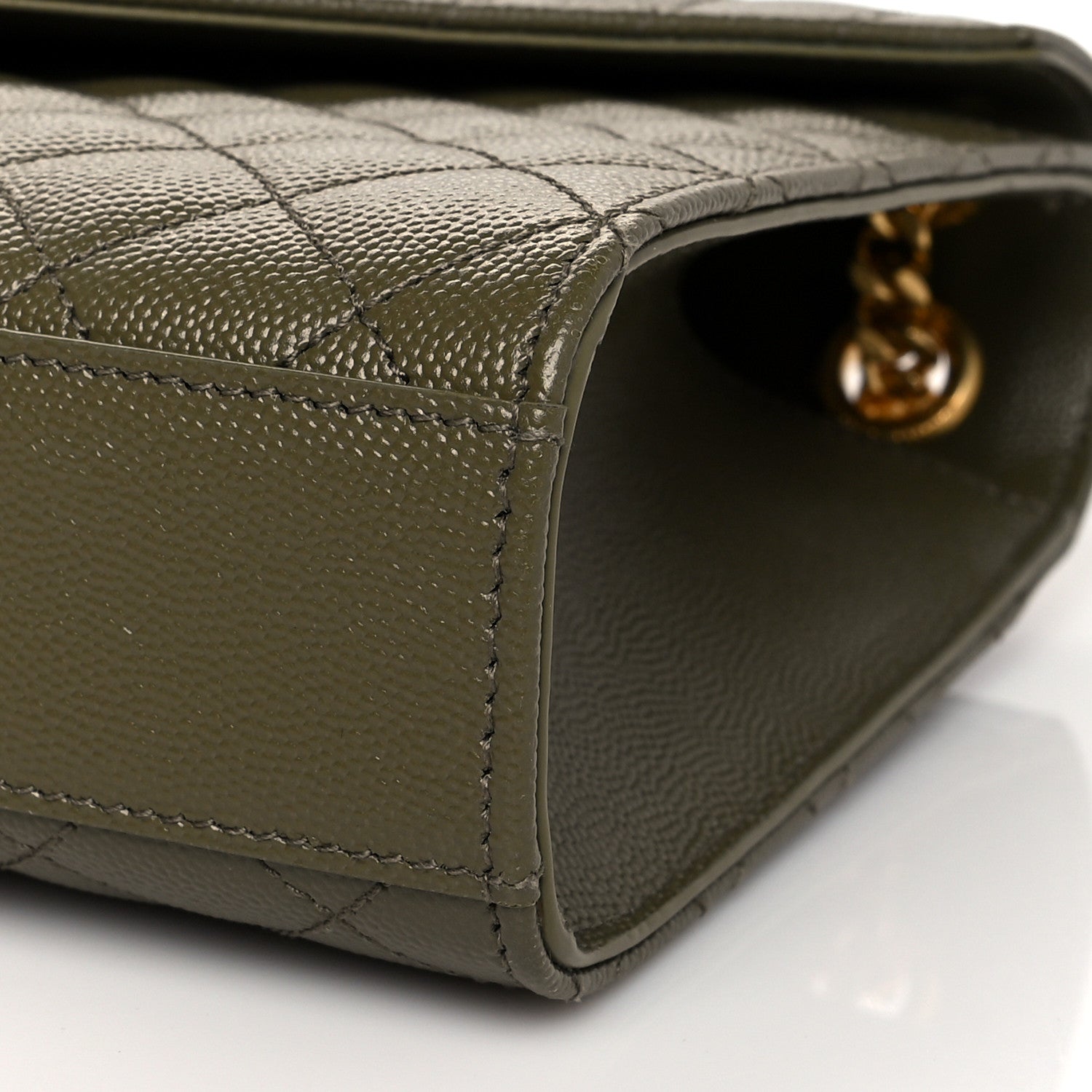 Saint Laurent Grain De Poudre Textured Mixed Matelasse Medium Triquilt Monogram Satchel Vert Kaki 10 of 10