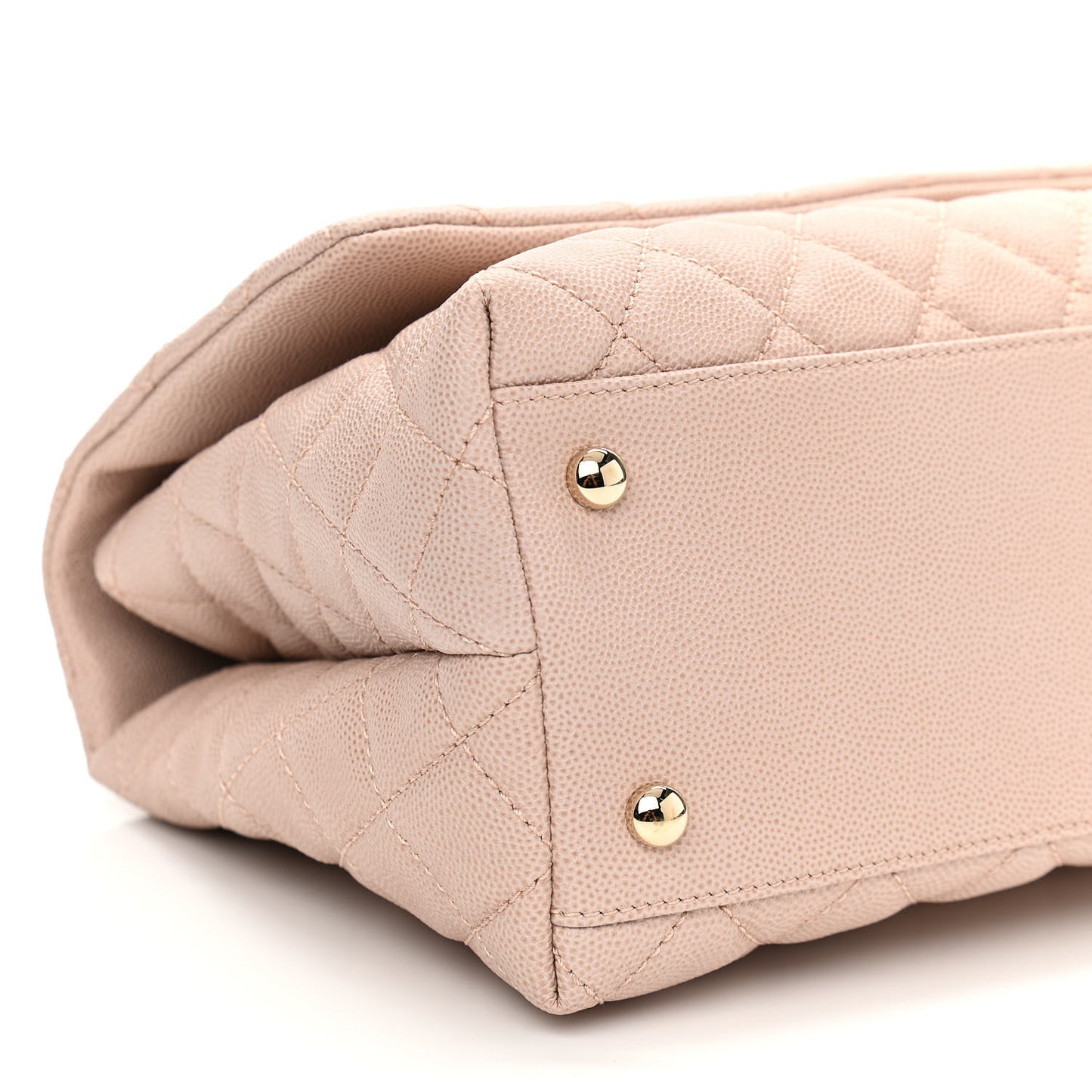 Caviar Quilted Small Coco Handle Flap Light Beige