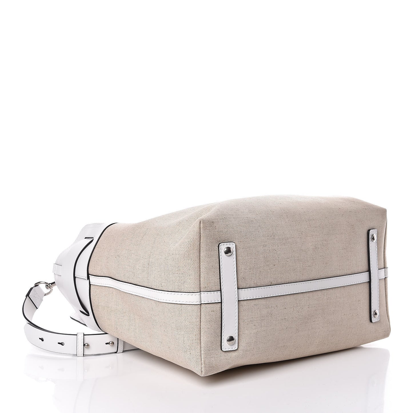 Canvas Calfskin Medium Belt Bag White
