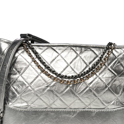Chanel Metallic Lambskin Calfskin Quilted Medium Gabrielle Hobo Silver 8 of 14