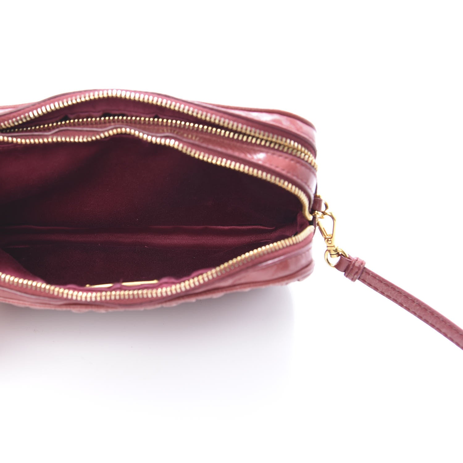 Miu Miu Nappa Matelasse Double Zip Pochette Clutch Loto 5 of 11