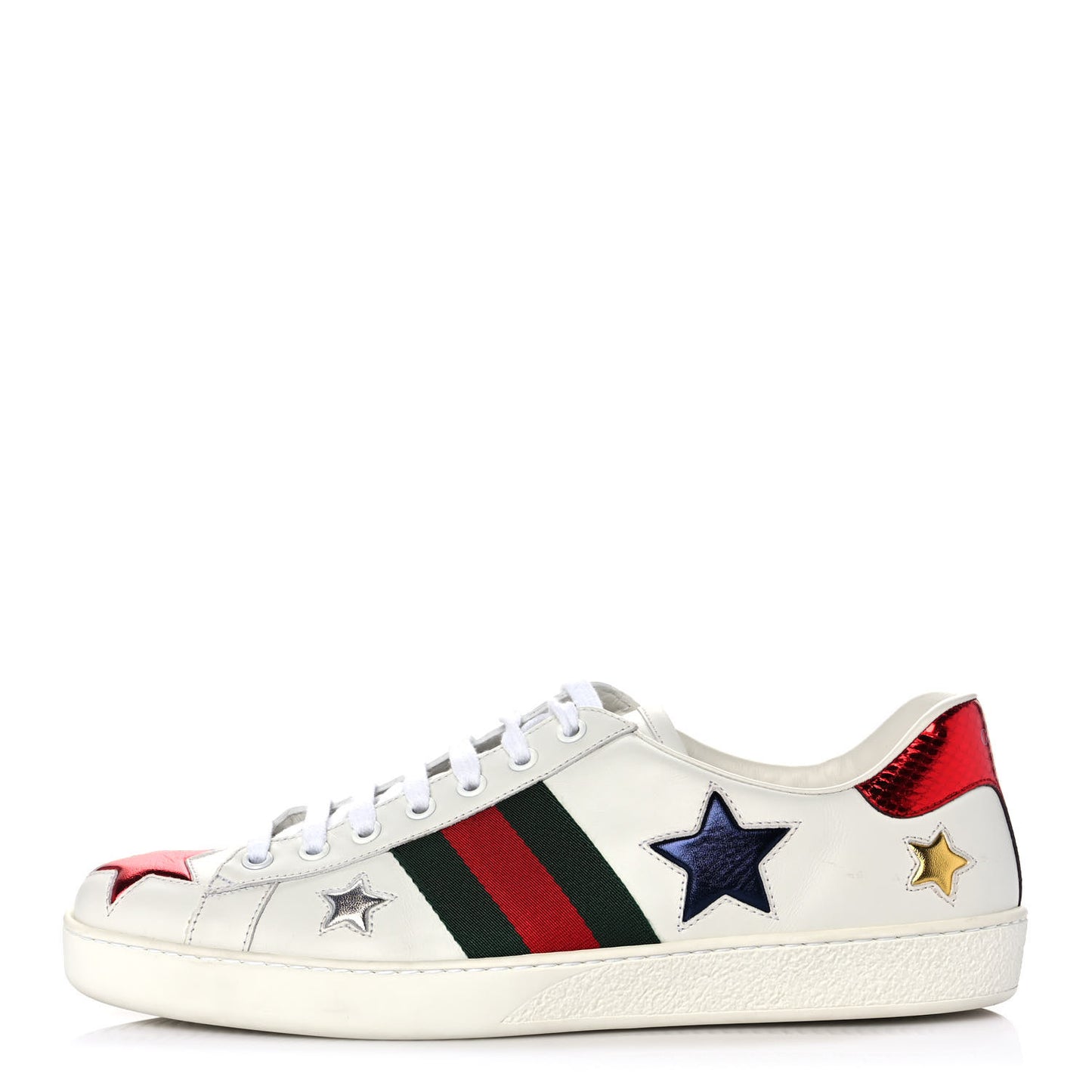 Calfskin Ayers Web Star Embroidered Mens Ace Sneakers 9 White Multi