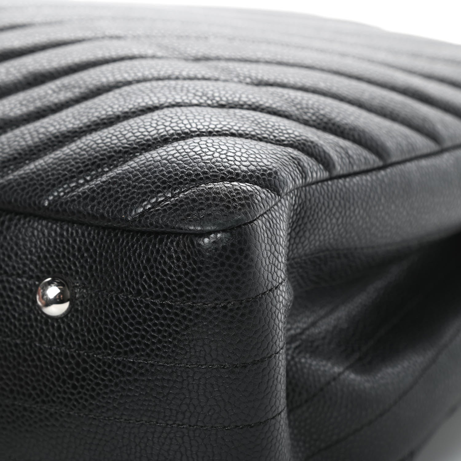 Chanel Caviar Chevron Quilted Large Shopping Tote Black 11 of 14