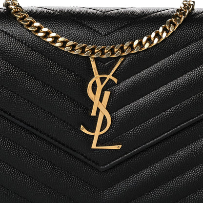 Saint Laurent Grain De Poudre Matelasse Chevron Monogram Chain Wallet Black 7 of 11